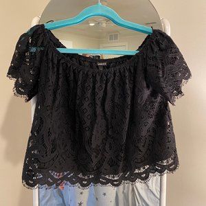 Black Lace Off the Shoulder Top